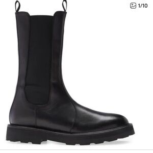 Lita by Ciara Microlight Tall Chelsea Boot Black Leather Sz 39